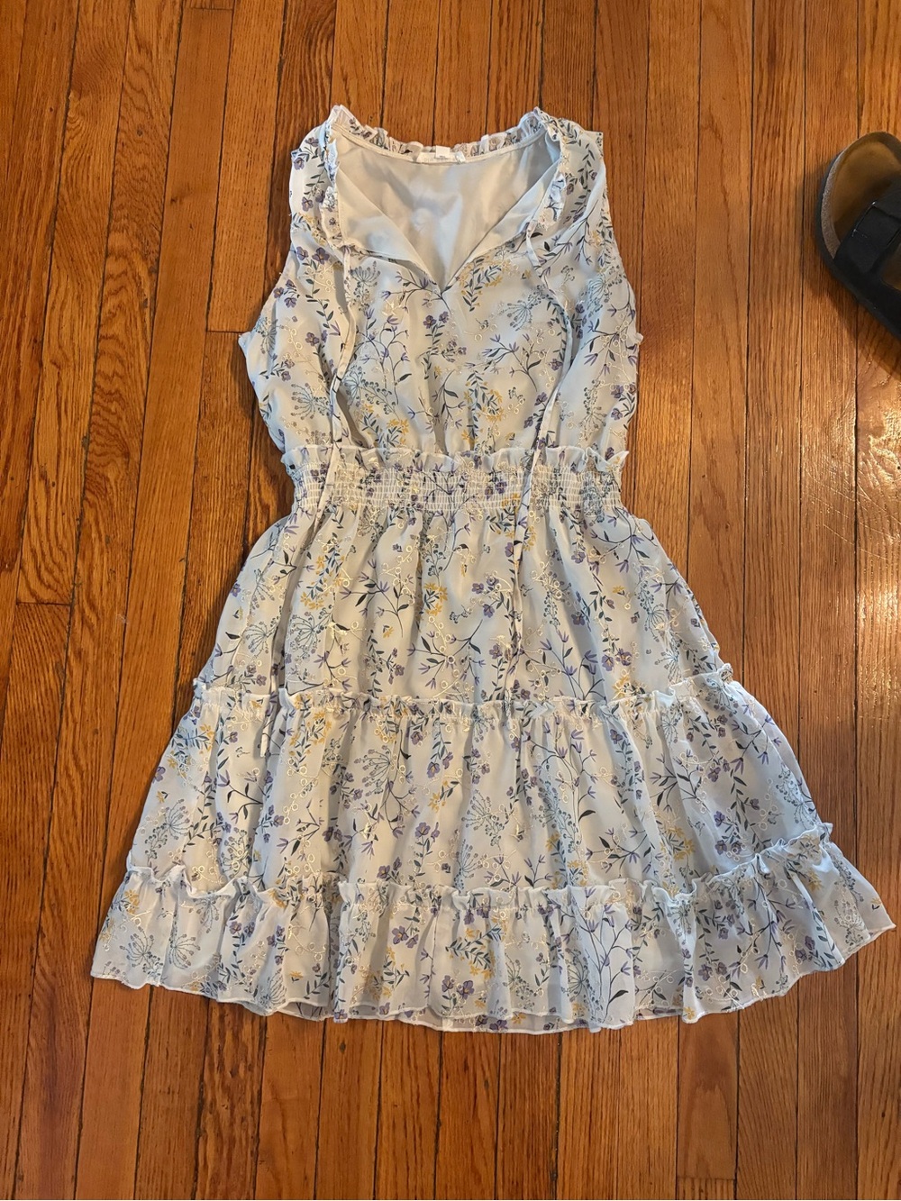 Blue Spice Light Blue Floral Ruffle Tiered Dress